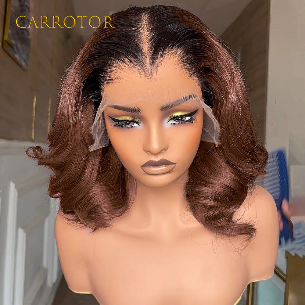 Human Hair Wigs - Парик Lagos Hairline 1b4 Ombre, цветной,