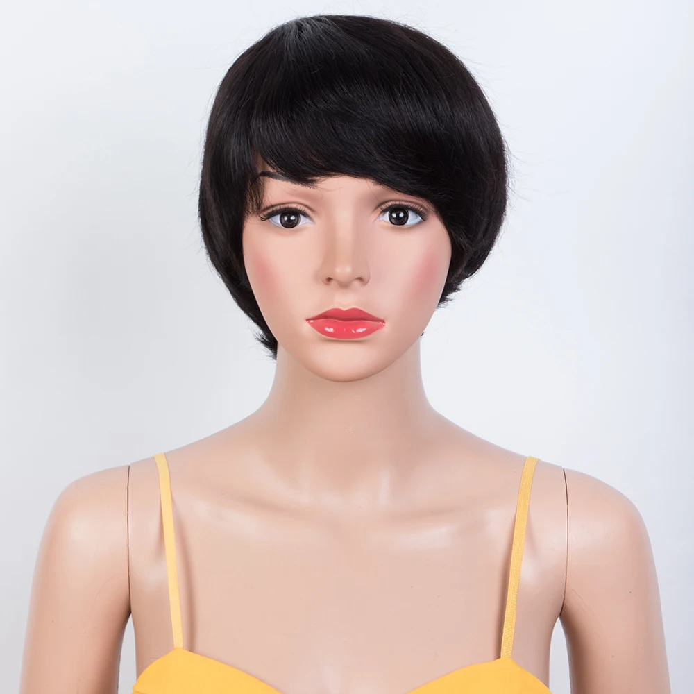 Короткий прямой парик-каре, па – обзор и цена Short Pixie Cut Wig Human Hair Cheap