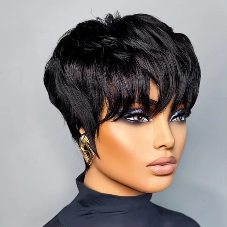 Женский короткий парик из нату – обзор и цена Short Pixie Cut Wig Human Hair Cheap