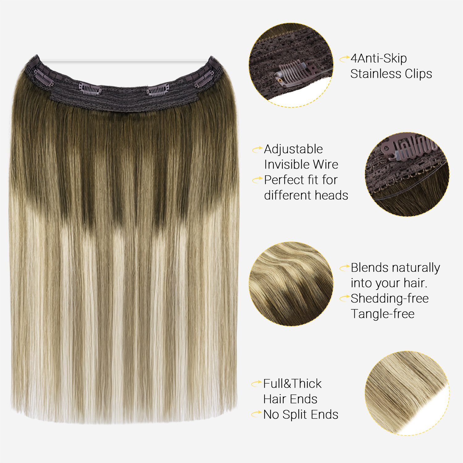 Накладные пряди Sunmofavo Invi – обзор и цена Seamless Clip In Hair Extensions Human Hair