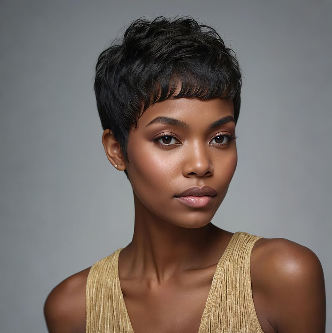 Парик из натуральных волос, ко – обзор и цена Short Pixie Cut Wig Human Hair Cheap