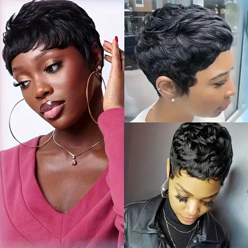 Парик из натуральных волос, ко – обзор и цена Short Pixie Cut Wig Human Hair Cheap