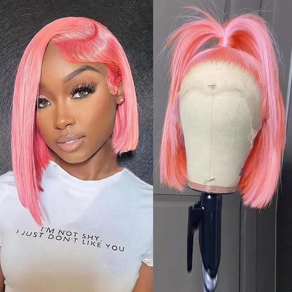 10-дюймовые розовые парики-боб – обзор и цена Glueless Wear And Go Human Hair Wig