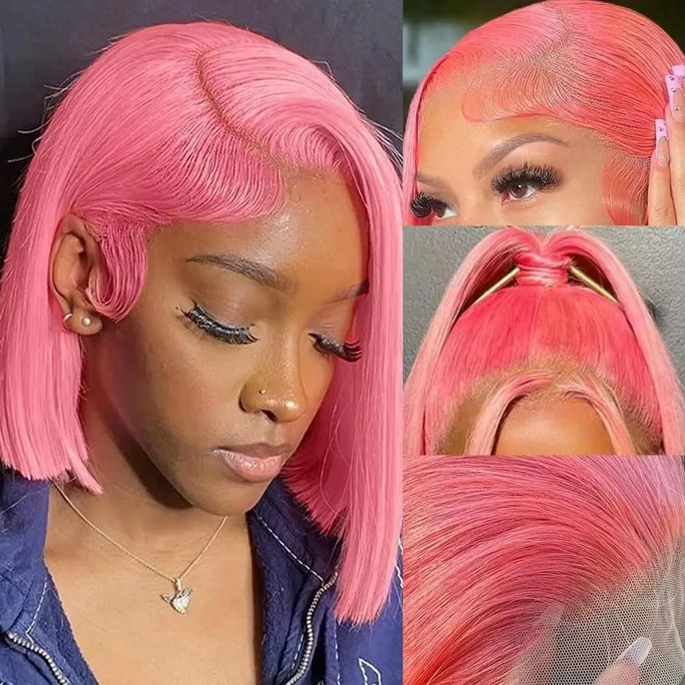 10-дюймовые розовые парики-боб – обзор и цена Glueless Wear And Go Human Hair Wig