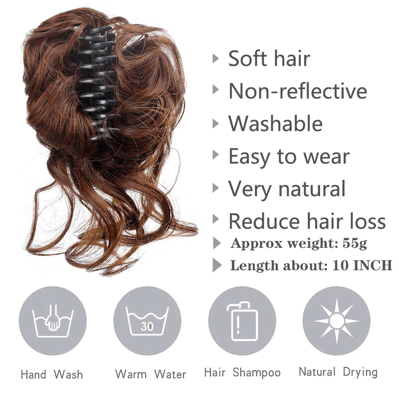 Синтетический небрежный пучок  – обзор и цена Claw Clip Messy Bun Hair Piece